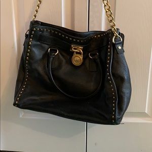 Authentic MK Michael Kors Black Leather Hamilton